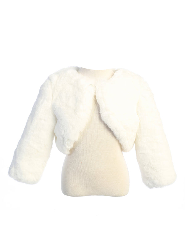 Tip Top Kids Big Girls Ivory Stylish Faux Fur Bolero Jacket 8-14 - SophiasStyle.com